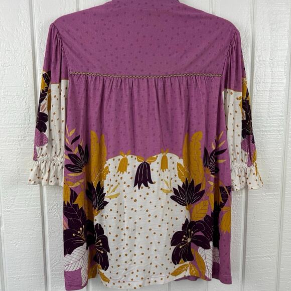 EUC Blank London Anthro Women Stephanie Half Sleeve Top Boho Purple Size Small - Picture 9 of 10